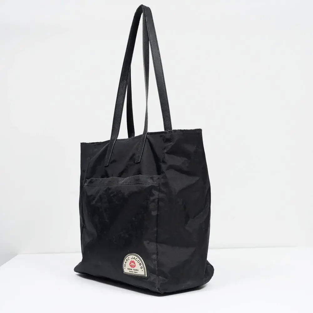Marc Jacobs Collegiate Nylon Tote Bag Black Large Shoulder Bag Fair Condition